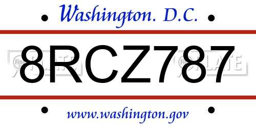 8RCZ787 District Of Columbia License Plate