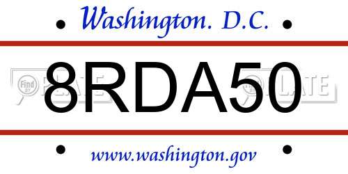 8RDA50 District Of Columbia License Plate