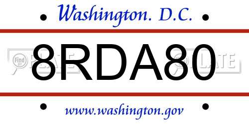 8RDA80 District Of Columbia License Plate