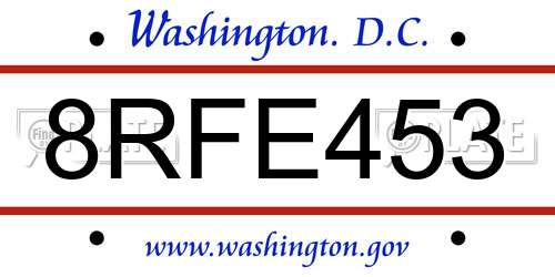 8RFE453 District Of Columbia License Plate