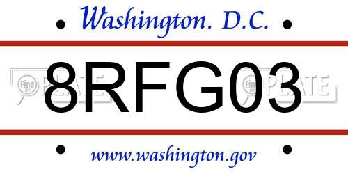 8RFG03 District Of Columbia License Plate