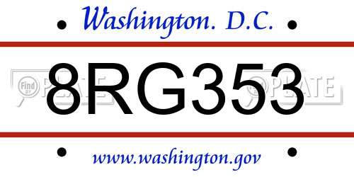 8RG353 District Of Columbia License Plate