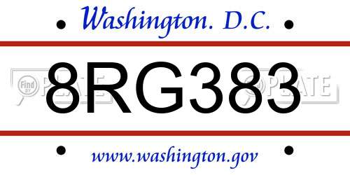 8RG383 District Of Columbia License Plate