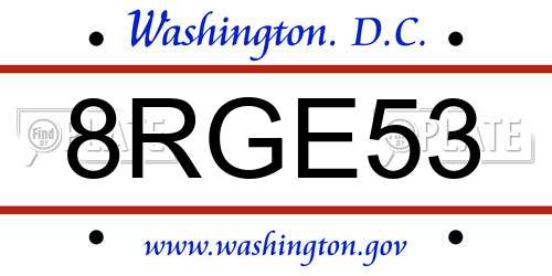 8RGE53 District Of Columbia License Plate
