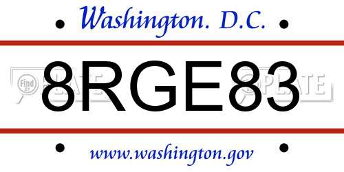 8RGE83 District Of Columbia License Plate