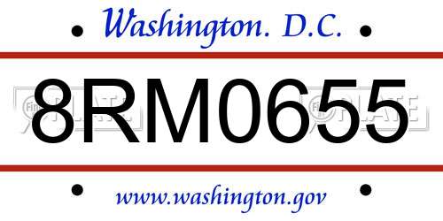 8RM0655 District Of Columbia License Plate