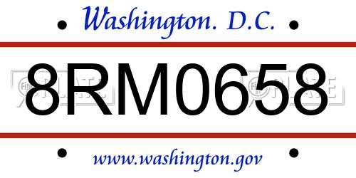 8RM0658 District Of Columbia License Plate