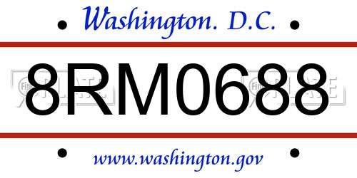 8RM0688 District Of Columbia License Plate