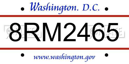 8RM2465 District Of Columbia License Plate