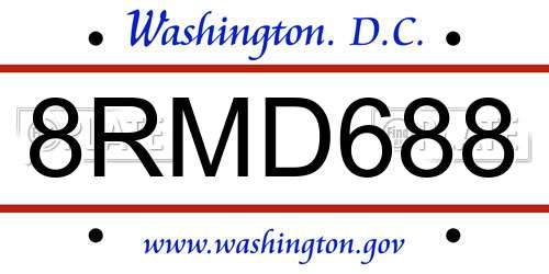 8RMD688 District Of Columbia License Plate
