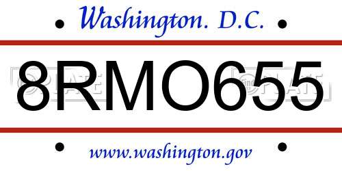 8RMO655 District Of Columbia License Plate