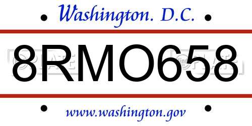 8RMO658 District Of Columbia License Plate