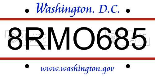 8RMO685 District Of Columbia License Plate