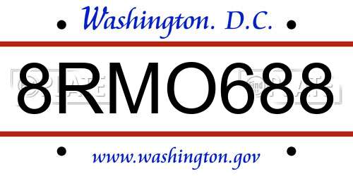 8RMO688 District Of Columbia License Plate