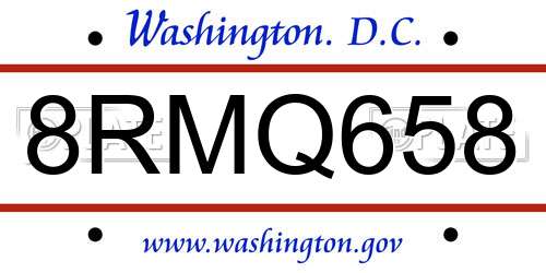 8RMQ658 District Of Columbia License Plate