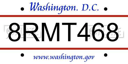 8RMT468 District Of Columbia License Plate
