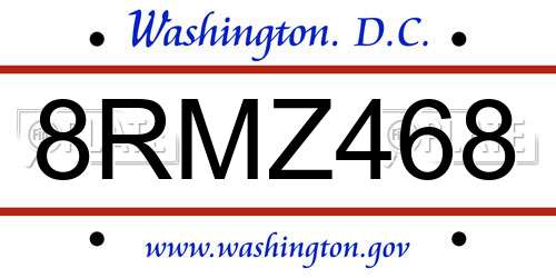 8RMZ468 District Of Columbia License Plate