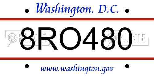 8RO480 District Of Columbia License Plate
