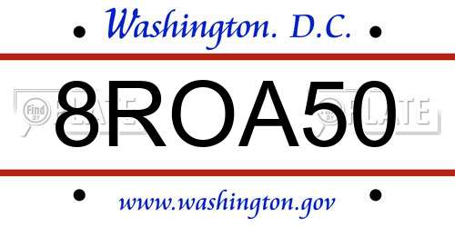 8ROA50 District Of Columbia License Plate