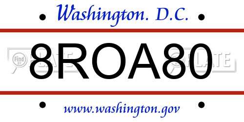 8ROA80 District Of Columbia License Plate