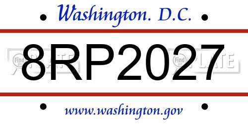 8RP2027 District Of Columbia License Plate