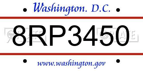 8RP3450 District Of Columbia License Plate