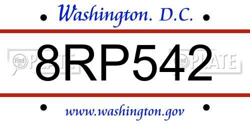 8RP542 District Of Columbia License Plate