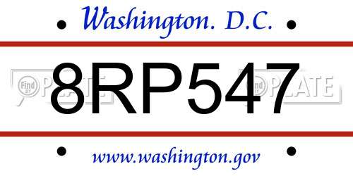 8RP547 District Of Columbia License Plate