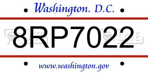 8RP7022 District Of Columbia License Plate