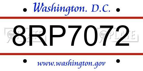 8RP7072 District Of Columbia License Plate