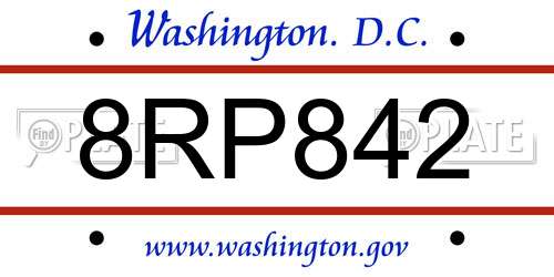 8RP842 District Of Columbia License Plate