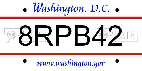 8RPB42 District Of Columbia License Plate