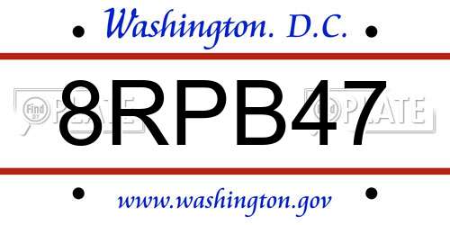8RPB47 District Of Columbia License Plate