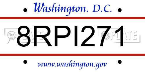 8RPI271 District Of Columbia License Plate