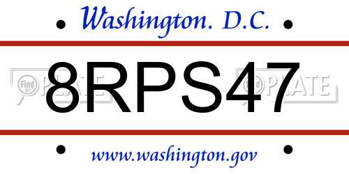 8RPS47 District Of Columbia License Plate
