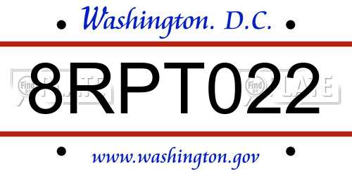 8RPT022 District Of Columbia License Plate