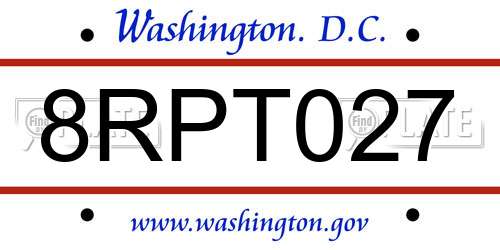 8RPT027 District Of Columbia License Plate