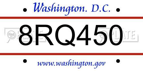 8RQ450 District Of Columbia License Plate