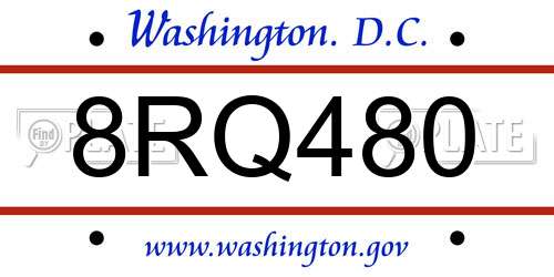 8RQ480 District Of Columbia License Plate