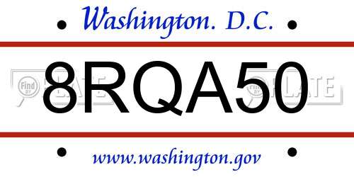 8RQA50 District Of Columbia License Plate