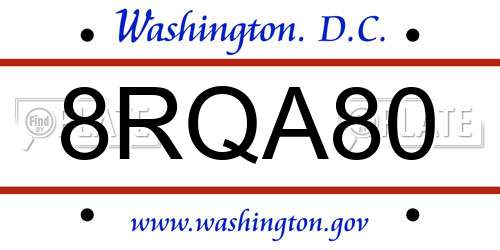 8RQA80 District Of Columbia License Plate