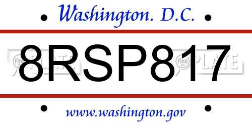 8RSP817 District Of Columbia License Plate