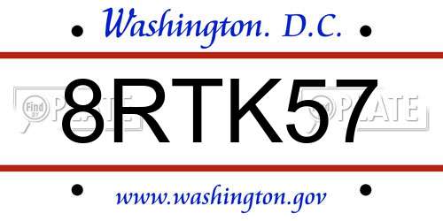 8RTK57 District Of Columbia License Plate