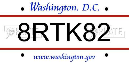 8RTK82 District Of Columbia License Plate