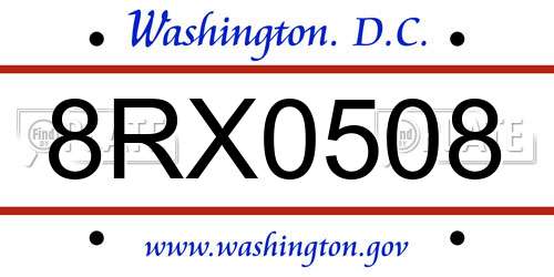 8RX0508 District Of Columbia License Plate