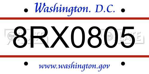 8RX0805 District Of Columbia License Plate