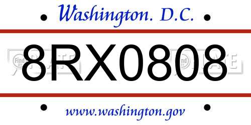 8RX0808 District Of Columbia License Plate