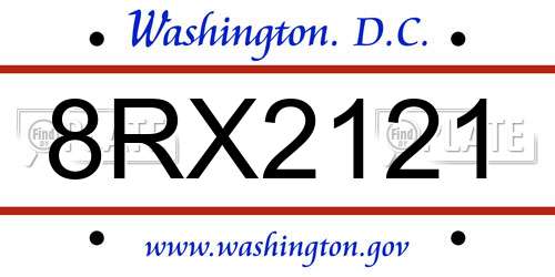 8RX2121 District Of Columbia License Plate