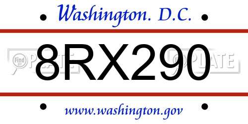 8RX290 District Of Columbia License Plate