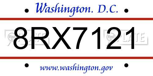 8RX7121 District Of Columbia License Plate